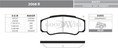 GoodWill 2068 R - Set placute frana,frana disc aaoparts.ro