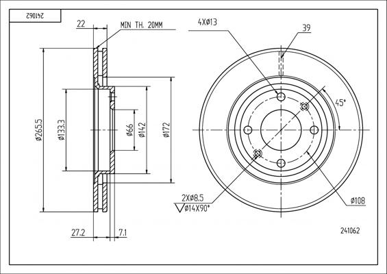 Hart 241 062 - Disc frana aaoparts.ro