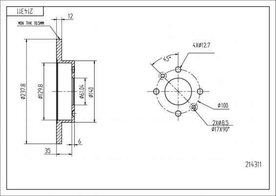 Hart 214 311 - Disc frana aaoparts.ro
