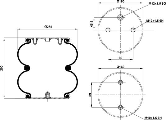 HD 040.2211.P11 - Burduf, suspensie pneumatica aaoparts.ro