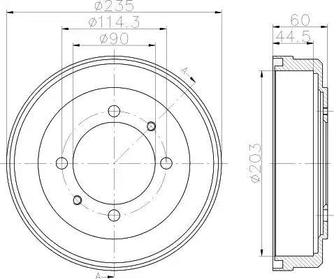 HELLA 8DT 355 301-061 - Tambur frana aaoparts.ro