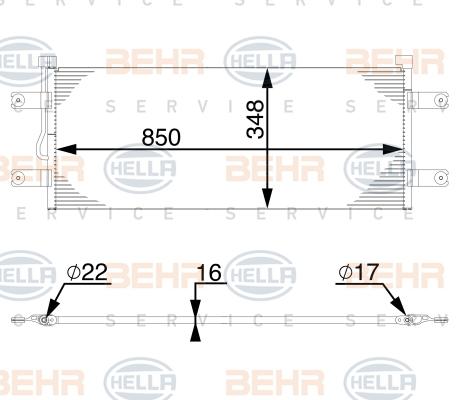 HELLA 8FC 351 343-224 - Condensator, climatizare aaoparts.ro