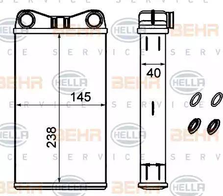 HELLA 8FH 351 333-184 - Schimbator caldura, incalzire habitaclu aaoparts.ro