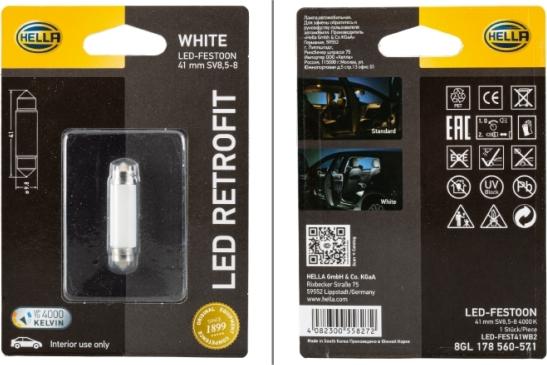 HELLA 8GL 178 560-571 - Bec, iluminare portbagaj aaoparts.ro