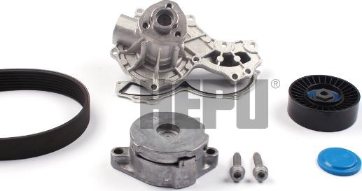 Hepu PK05127 - Pompa apa + Set curea transmisie cu caneluri aaoparts.ro