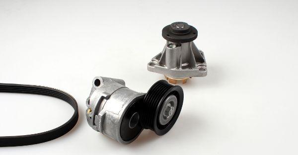 Hepu PK03200 - Pompa apa + Set curea transmisie cu caneluri aaoparts.ro