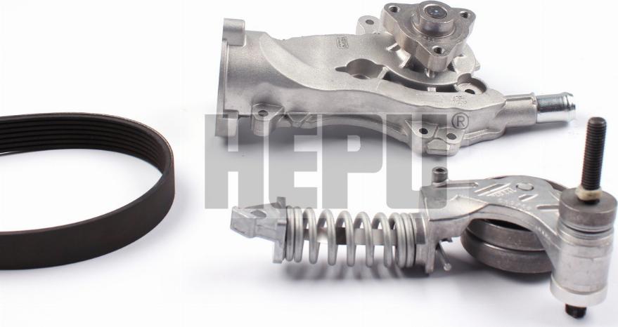 Hepu PK03710 - Pompa apa + Set curea transmisie cu caneluri aaoparts.ro