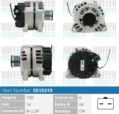 Hoffer H5515319 - Generator / Alternator aaoparts.ro