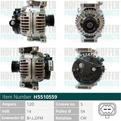 Hoffer H5510559 - Generator / Alternator aaoparts.ro
