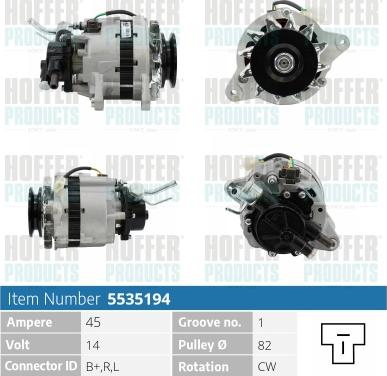 Hoffer H5535194 - Generator / Alternator aaoparts.ro