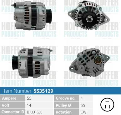 Hoffer H5535129 - Generator / Alternator aaoparts.ro