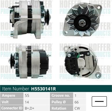 Hoffer H5530141R - Generator / Alternator aaoparts.ro