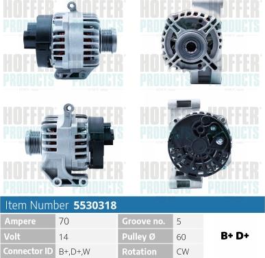 Hoffer H5530318 - Generator / Alternator aaoparts.ro