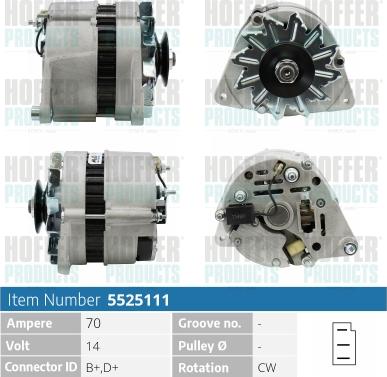 Hoffer H5525111 - Generator / Alternator aaoparts.ro