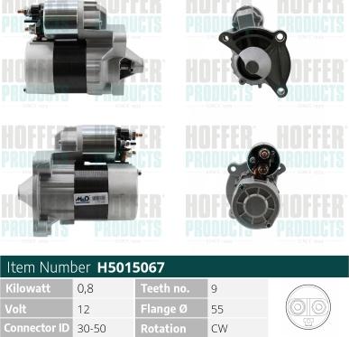Hoffer H5015067 - Starter aaoparts.ro