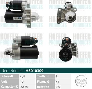 Hoffer H5010309 - Starter aaoparts.ro