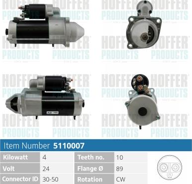 Hoffer H5110007 - Starter aaoparts.ro