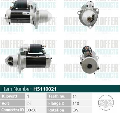 Hoffer H5110021 - Starter aaoparts.ro