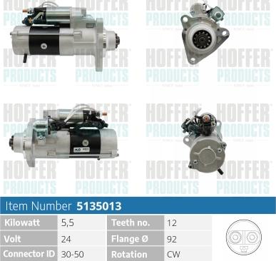 Hoffer H5135013 - Starter aaoparts.ro