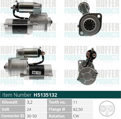 Hoffer H5135132 - Starter aaoparts.ro