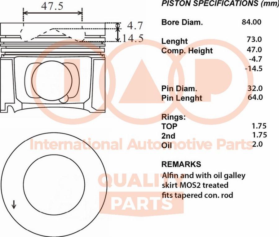 IAP QUALITY PARTS 100-51050 - Piston aaoparts.ro