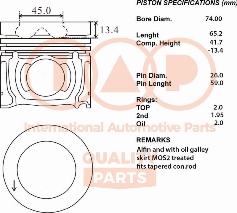 IAP QUALITY PARTS 100-04051 - Piston aaoparts.ro