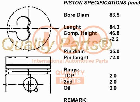 IAP QUALITY PARTS 100-16055 - Piston aaoparts.ro