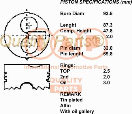 IAP QUALITY PARTS 100-11063 - Piston aaoparts.ro