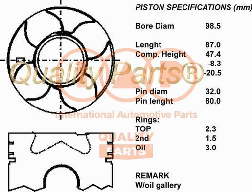 IAP QUALITY PARTS 100-12032 - Piston aaoparts.ro