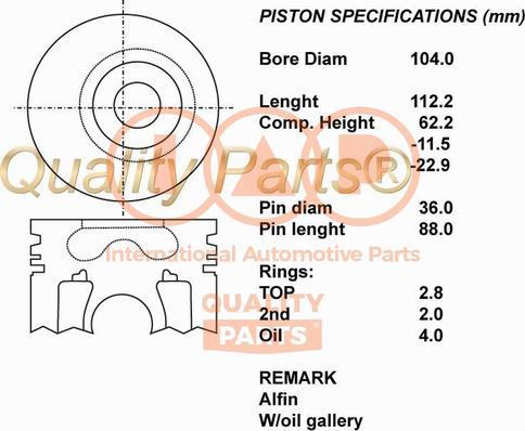 IAP QUALITY PARTS 100-12103 - Piston aaoparts.ro