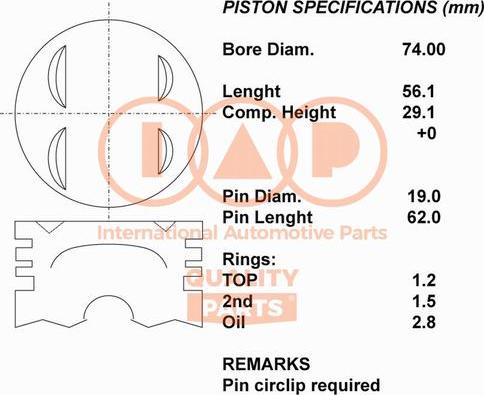 IAP QUALITY PARTS 101-16060 - Piston aaoparts.ro