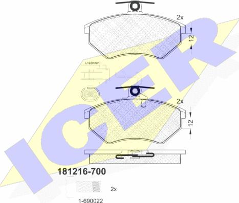 Icer 181216-700 - Set placute frana,frana disc aaoparts.ro