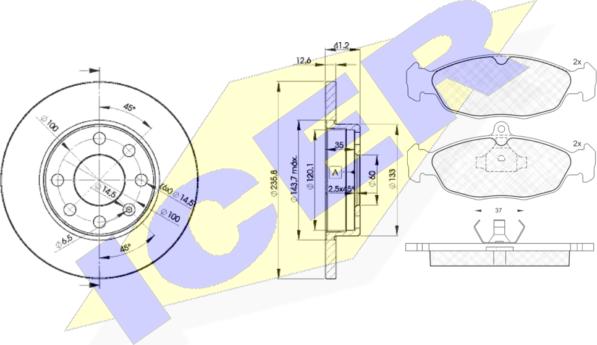 Icer 30858-1240 - Set frana, frana disc aaoparts.ro