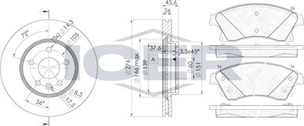 Icer 31942-1559 - Set frana, frana disc aaoparts.ro