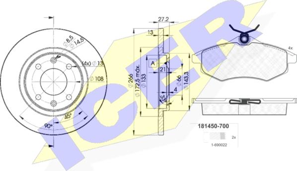 Icer 31450-4692 - Set frana, frana disc aaoparts.ro