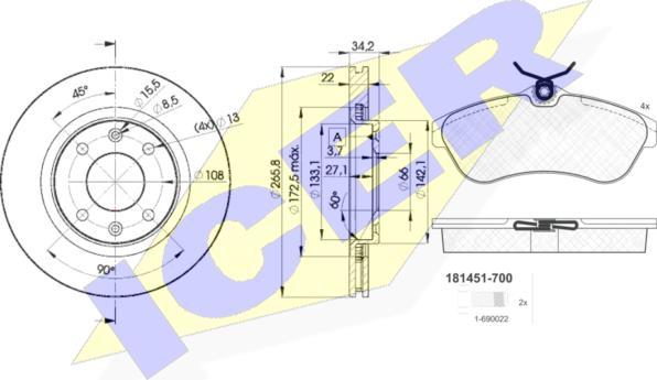 Icer 31451-4750 - Set frana, frana disc aaoparts.ro