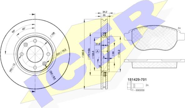 Icer 31429-4752 - Set frana, frana disc aaoparts.ro