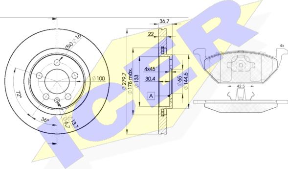 Icer 31184-5603 - Set frana, frana disc aaoparts.ro