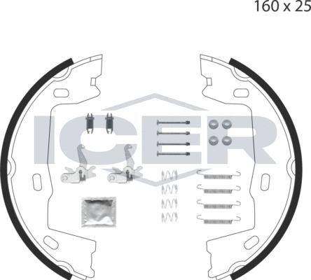 Icer 79PB4021 C - Set saboti frana, frana de mana aaoparts.ro