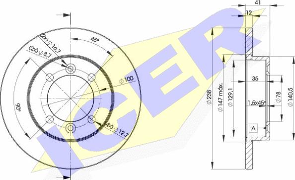 Icer 78BD4706-2 - Disc frana aaoparts.ro