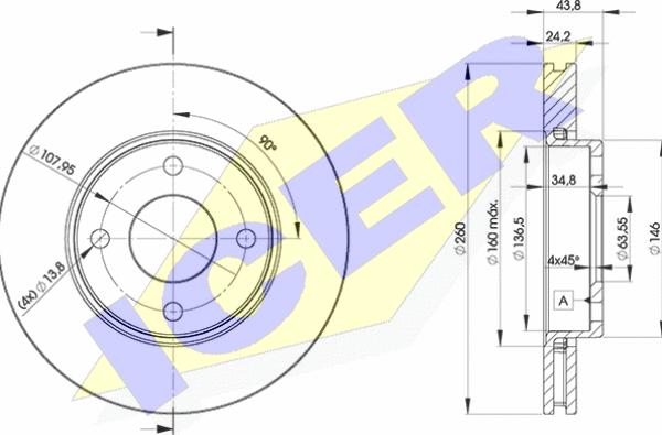 Icer 78BD5950-2 - Disc frana aaoparts.ro