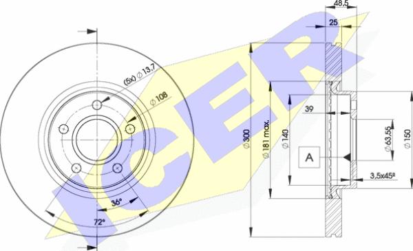 Icer 78BD3937-2 - Disc frana aaoparts.ro