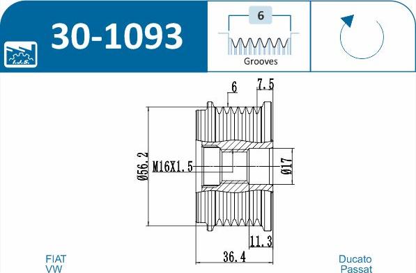 IJS GROUP 30-1093 - Fulie, alternator aaoparts.ro