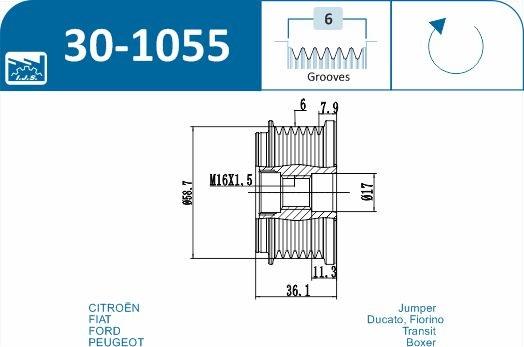 IJS GROUP 30-1055 - Fulie, alternator aaoparts.ro