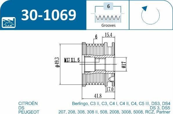 IJS GROUP 30-1069 - Fulie, alternator aaoparts.ro