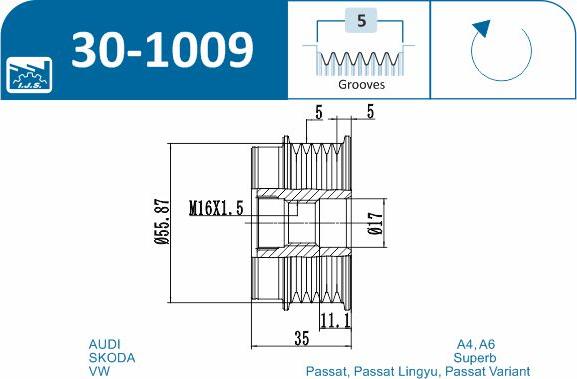 IJS GROUP 30-1009 - Fulie, alternator aaoparts.ro