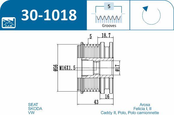 IJS GROUP 30-1018 - Fulie, alternator aaoparts.ro