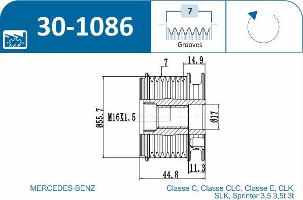 IJS GROUP 30-1086 - Fulie, alternator aaoparts.ro