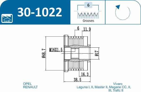 IJS GROUP 30-1022 - Fulie, alternator aaoparts.ro