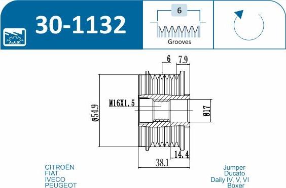 IJS GROUP 30-1132 - Fulie, alternator aaoparts.ro